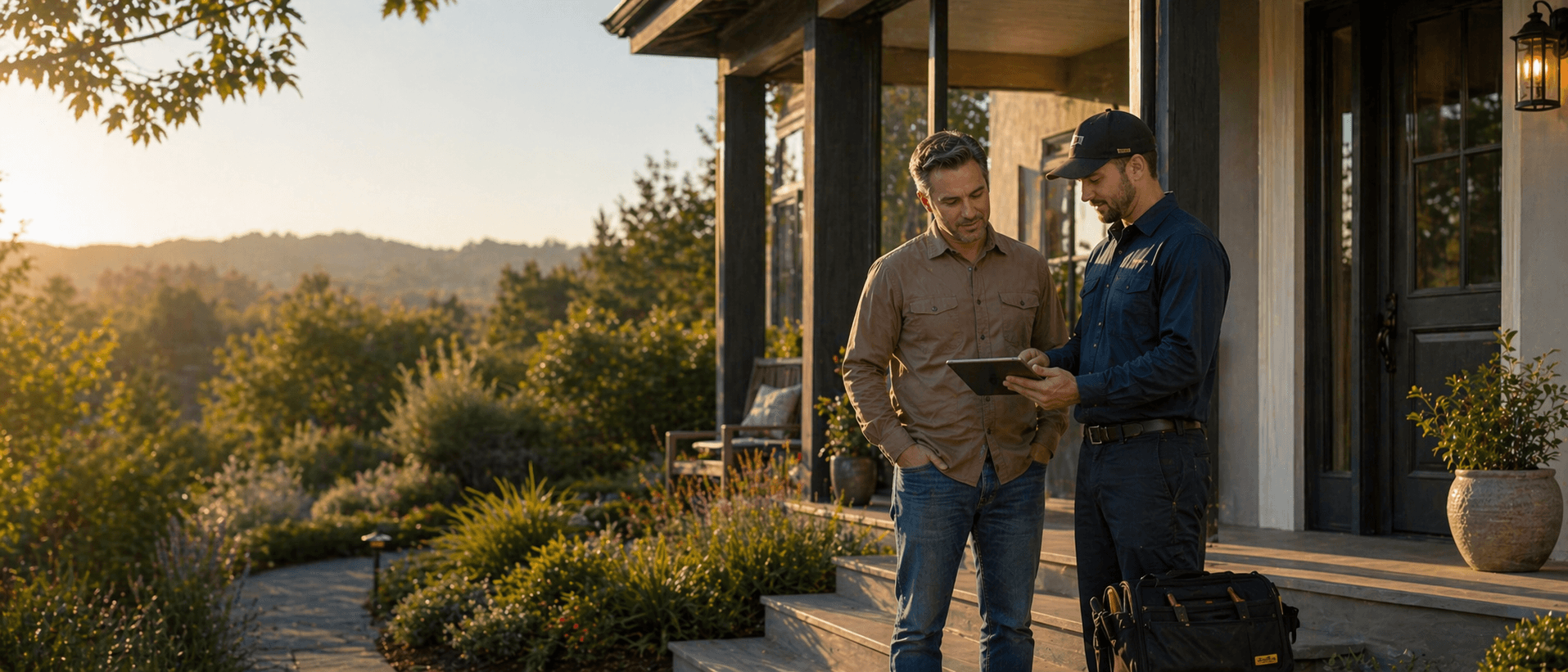 Happy homeowners outside their Sonoma home